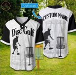Custom Disc Golfer Black And White Baseball Jersey